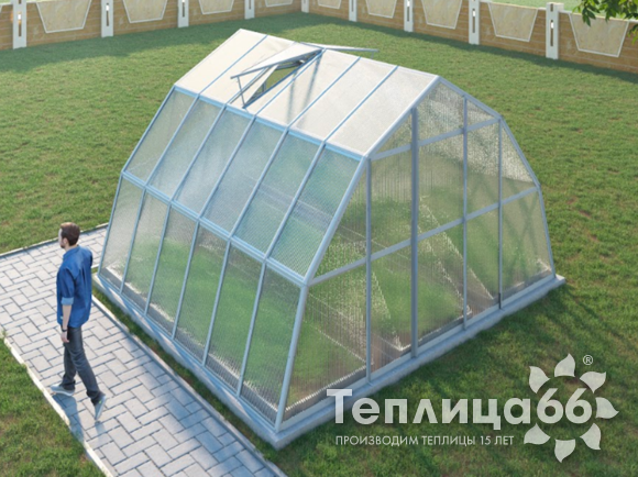 Теплица Рада Иткуль из поликарбоната, 4,5х4 метра, белая